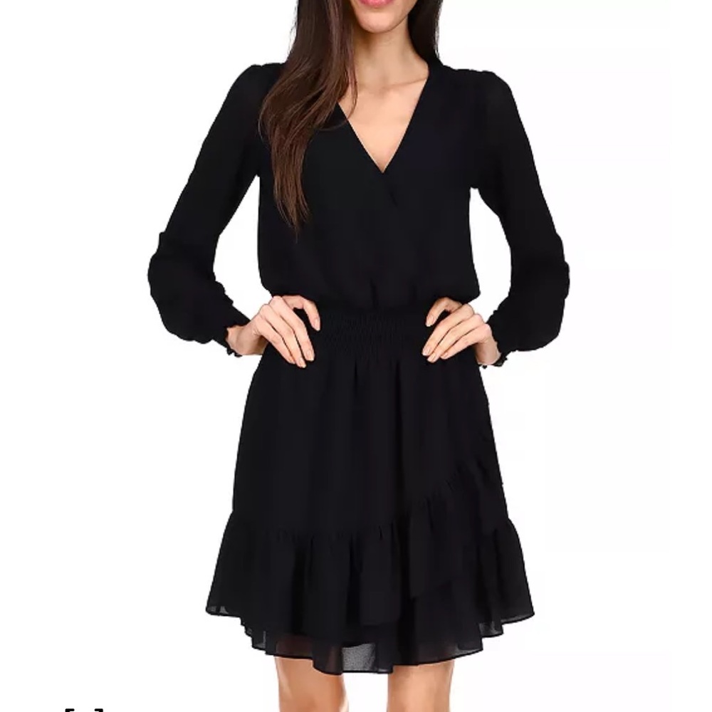 Michael Kors V-Neck Ruffle Hem Dress